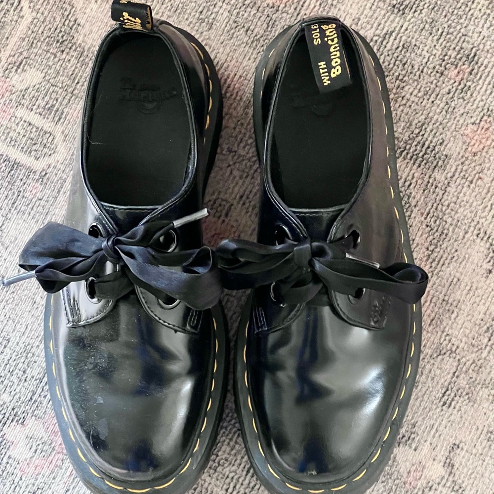 Dr. Martens Black Dress Shoes with Glossy Leather and Thick Laces GUC